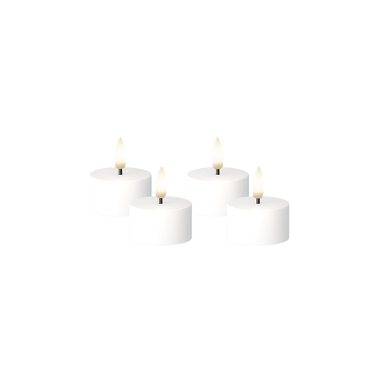 Hvide Mini fyrfadslys Flad Top 3,8x2 cm (4 stk.)