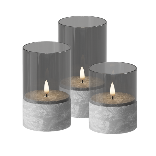 Cement LED glas lyssæt 8*10/12,5/15 cm (3 stk.)