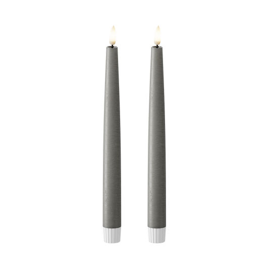 Mørkegrå Taper Candle Shiny Pool 25 cm (2 stk.)