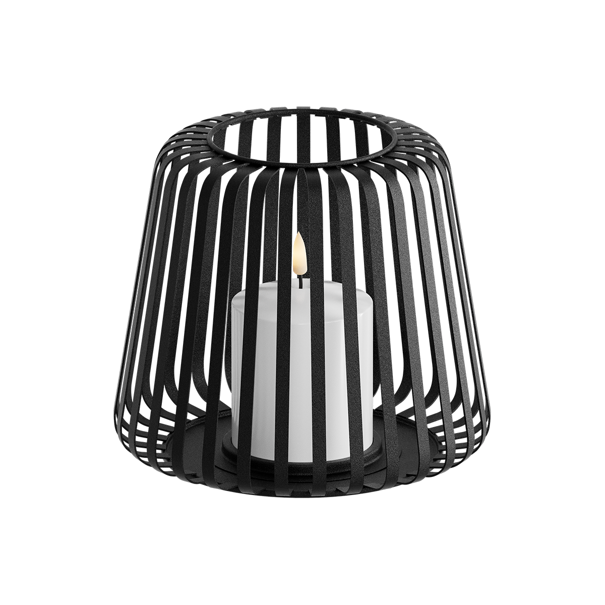 Black Metal Lantern With LED Candle 20*17cm