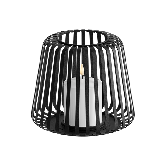 Sort Metal Lanterne Med LED Lys 20*17cm