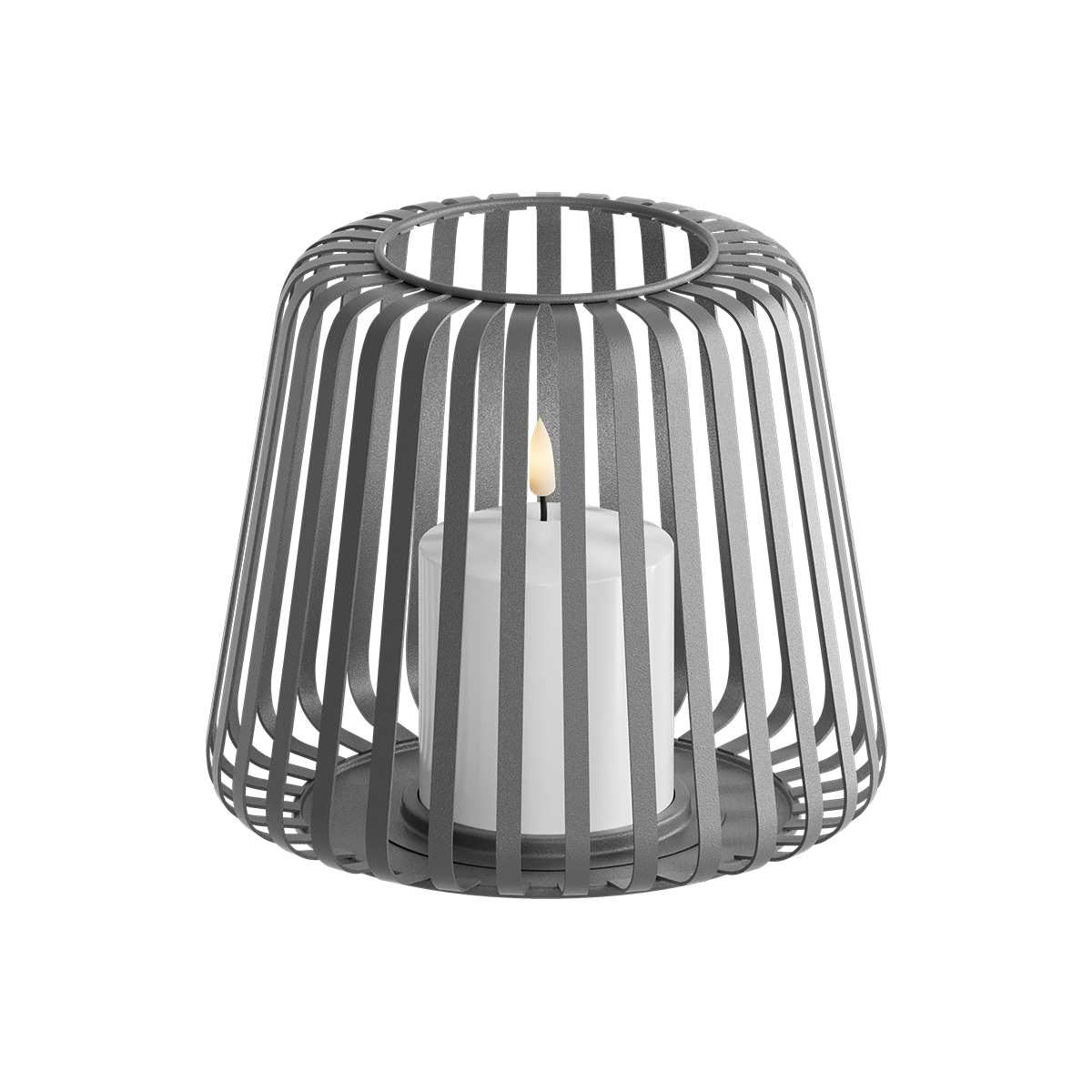 Grey Metal Lantern With LED Candle 20*17cm