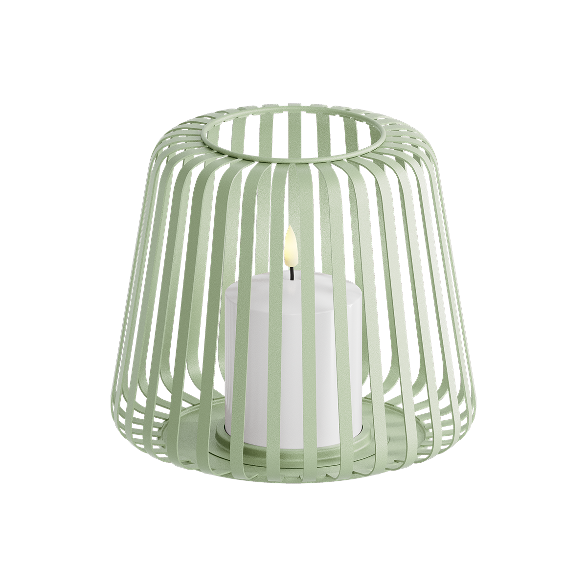 Green Metal Lantern With LED Candle 20*17cm