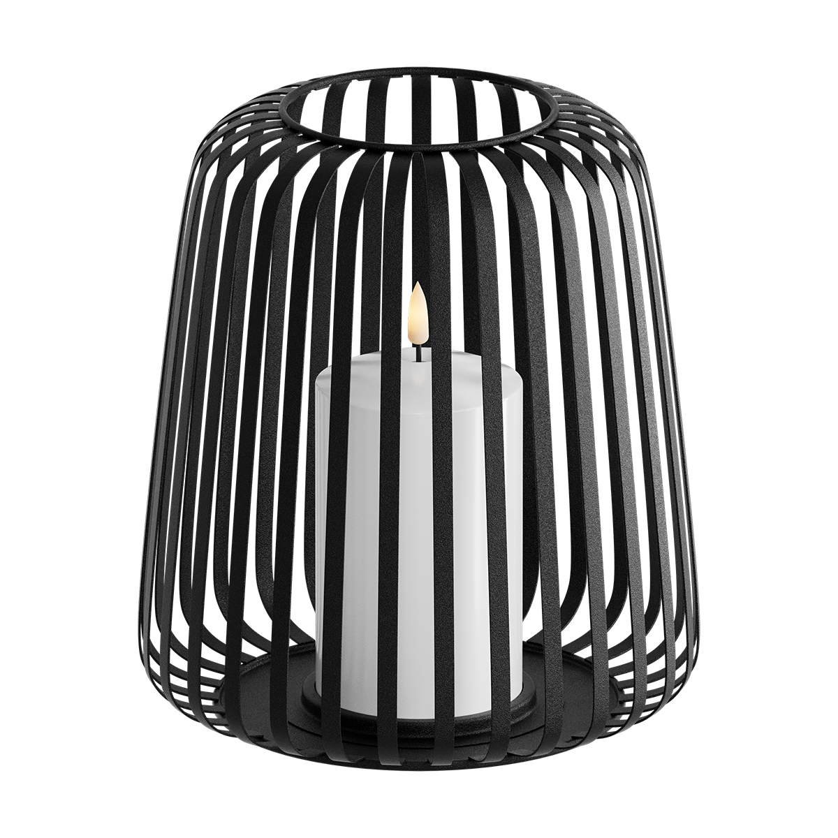 Black Metal Lantern With LED Candle 20*22cm