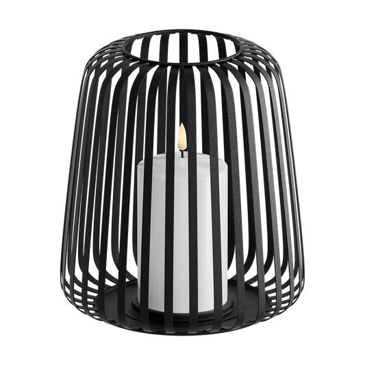 Sort Metal Lanterne Med LED Lys 20*22cm