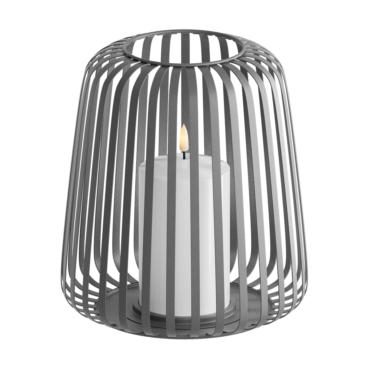 Grey Metal Lantern With LED Candle 20*22cm