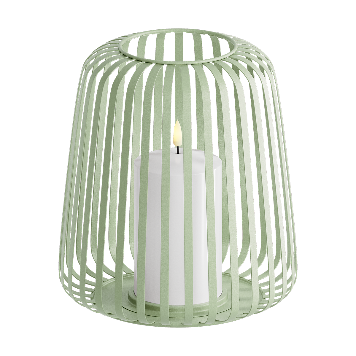 Green Metal Lantern With LED Candle 20*22cm