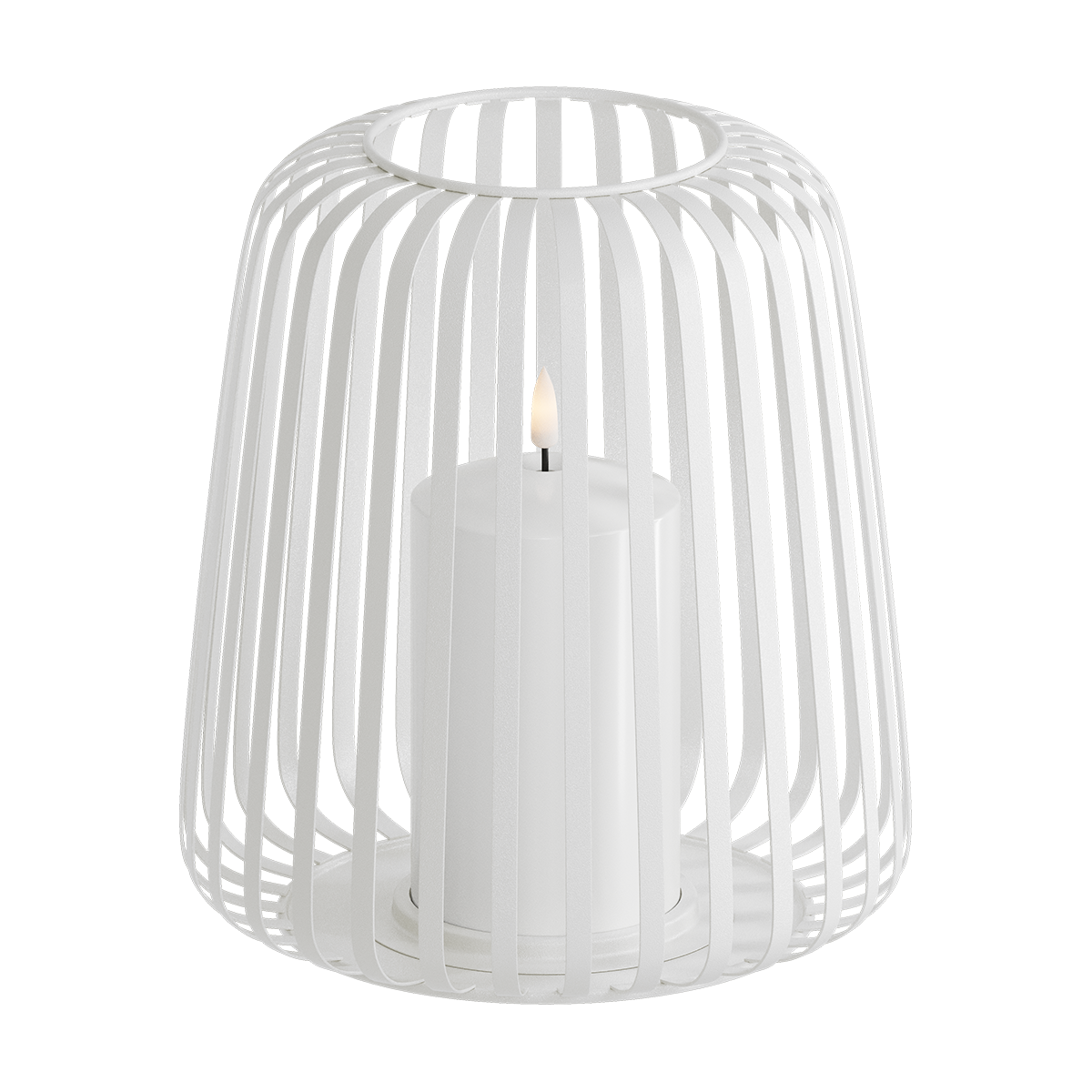 Weiße Metalllaterne mit LED-Kerze 20*22cm