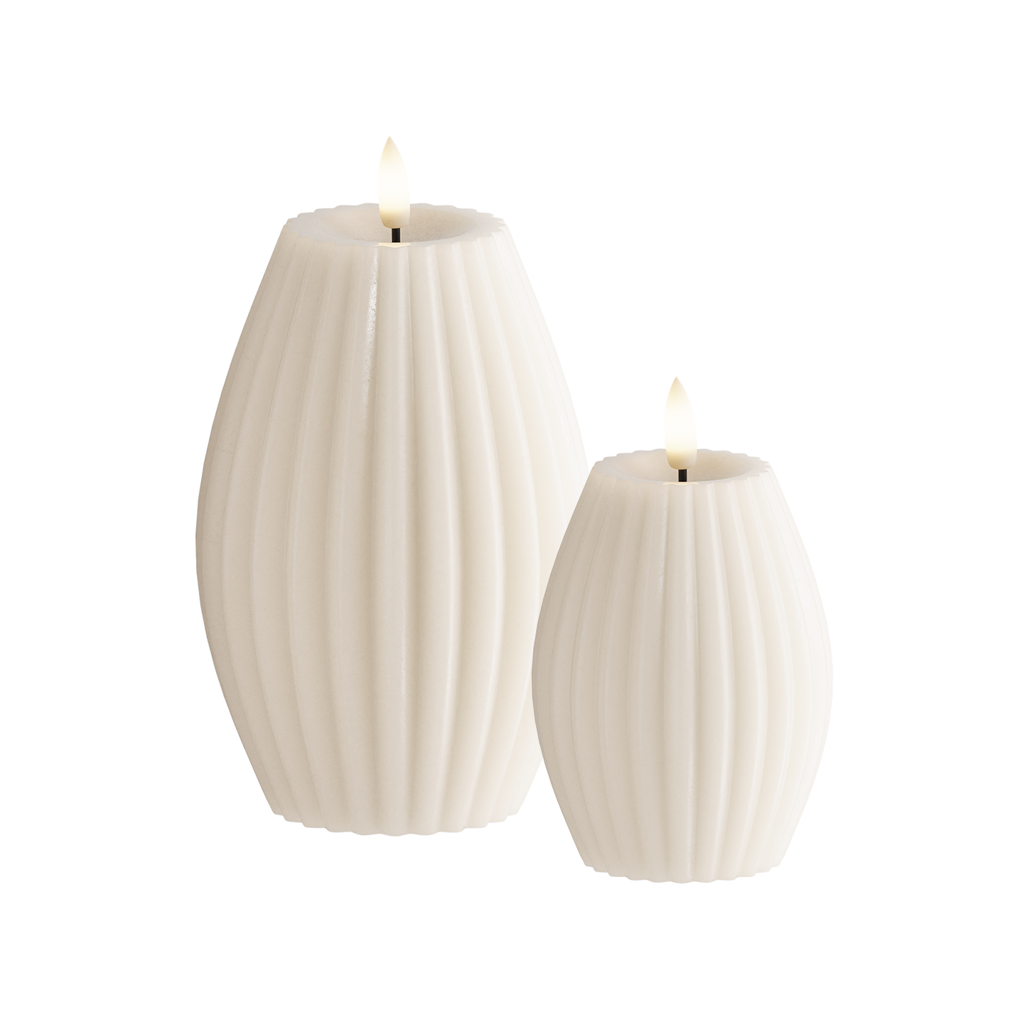 Ivory Round Stripe Candle Shiny Pool (2pcs.)