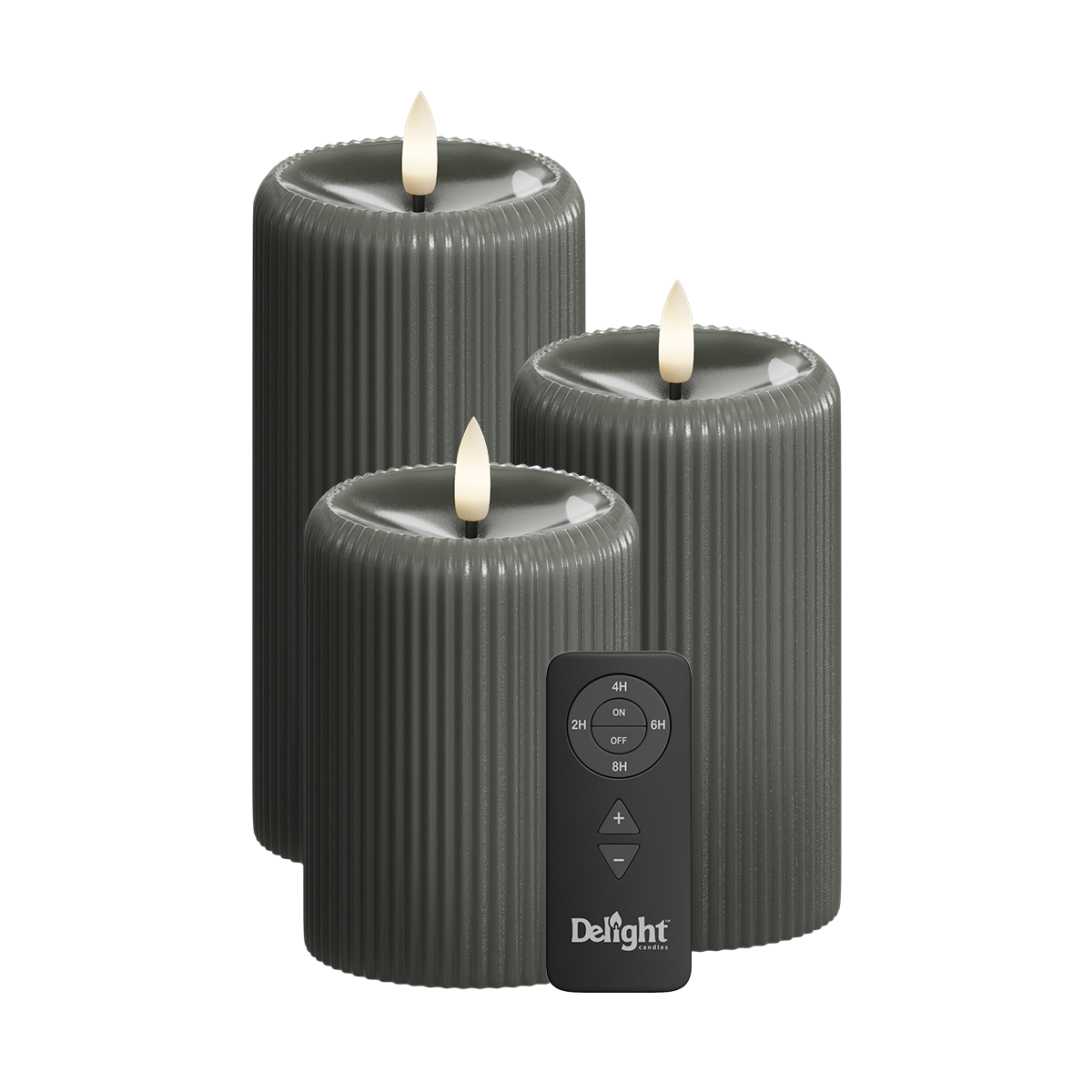 Dark Grey Stripe Pillar Candle Giftbox Shiny Pool (3pcs.)