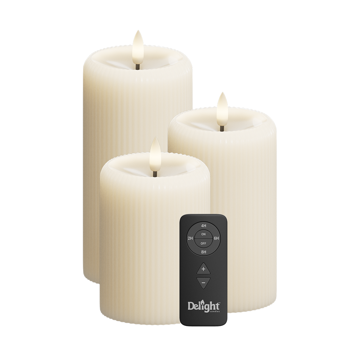 Ivory Stripe Pillar Candle Giftbox Shiny Pool (3pcs.)