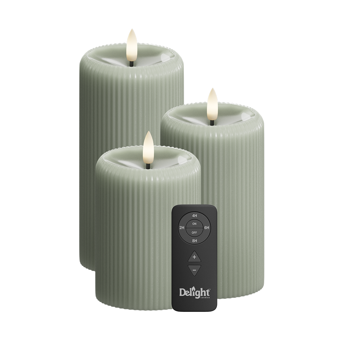 Sage Green Stripe Pillar Candle Gaveæske Shiny Pool (3 stk.)