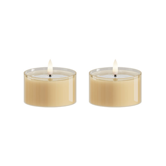 Rav fyrfadslys i glas 
 7,5*4,3cm (2 stk.)