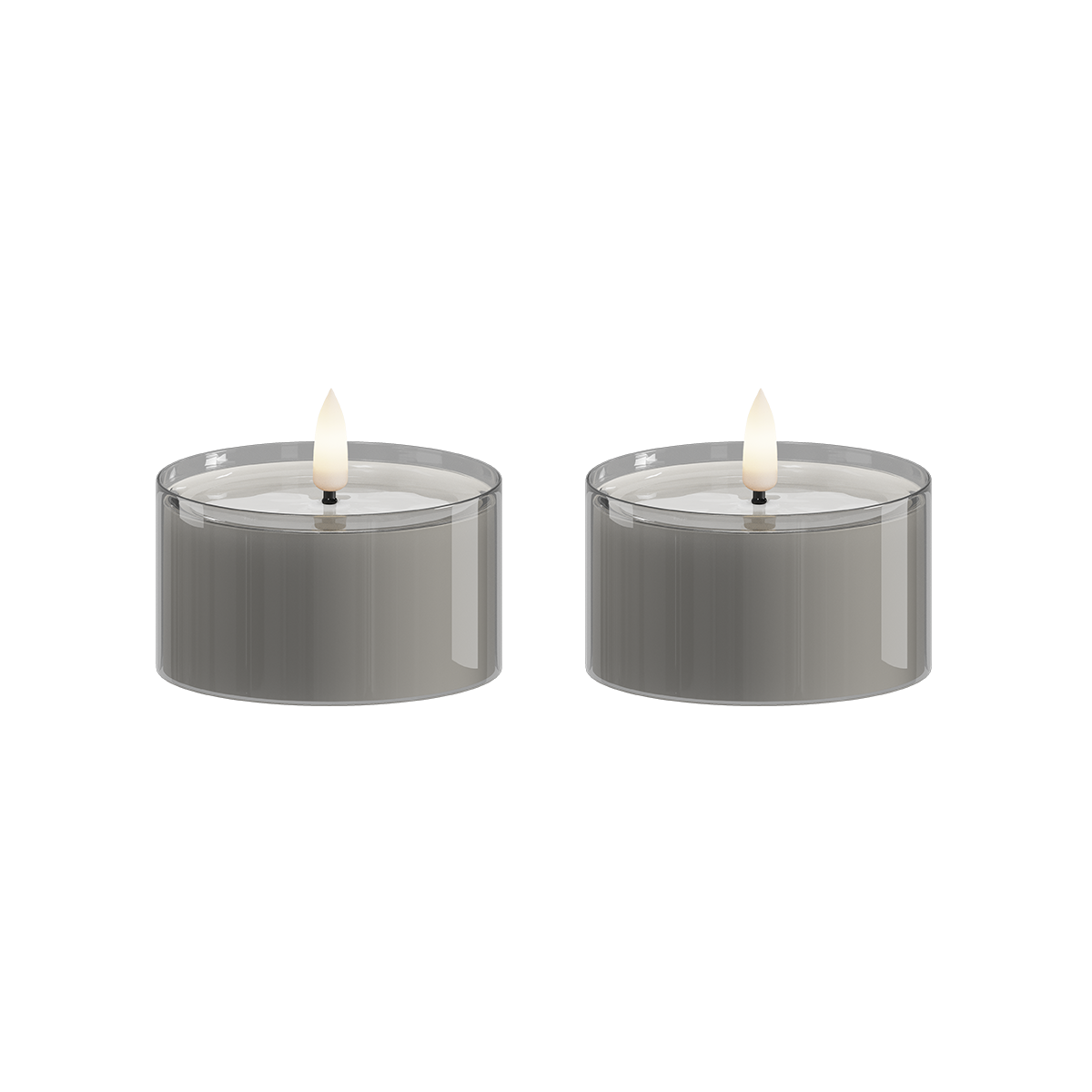 Grey Tealight In Glass 
 7,5*4,3cm (2 pcs.)